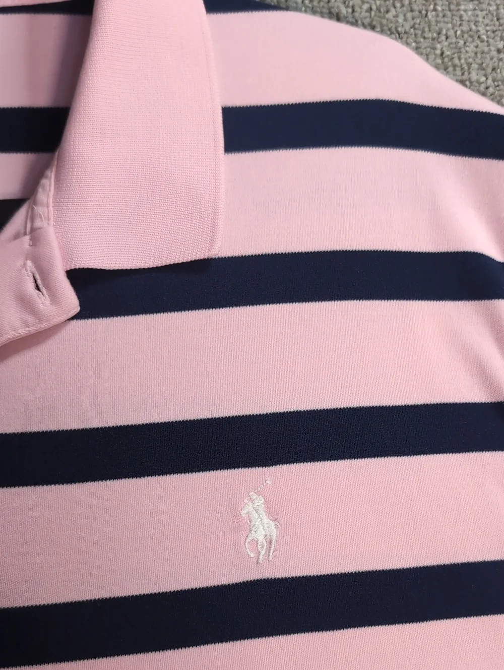Polo Ralph Lauren Classic Fit Cotton Polo Size XXL Pink/Blue Striped White Pony